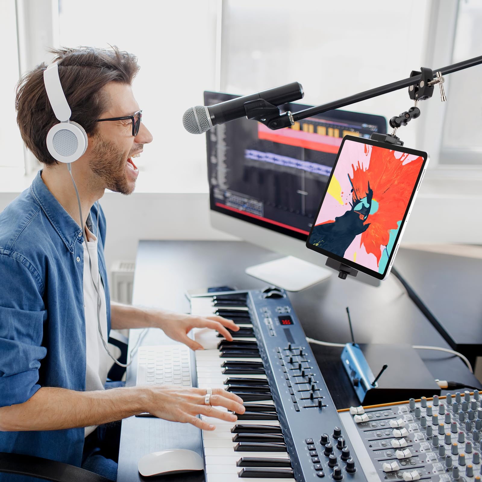 Supporto Tablet Per Microfono - Regolabile 360° Per IPad E Smartphone 4.7-12.9 Pollici - Foto 4