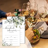 Vista 4 de Juego de 25 invitaciones de eucalipto para despedida de soltera con sobres, invitaciones de vegetación para despedida de soltera, invitaciones