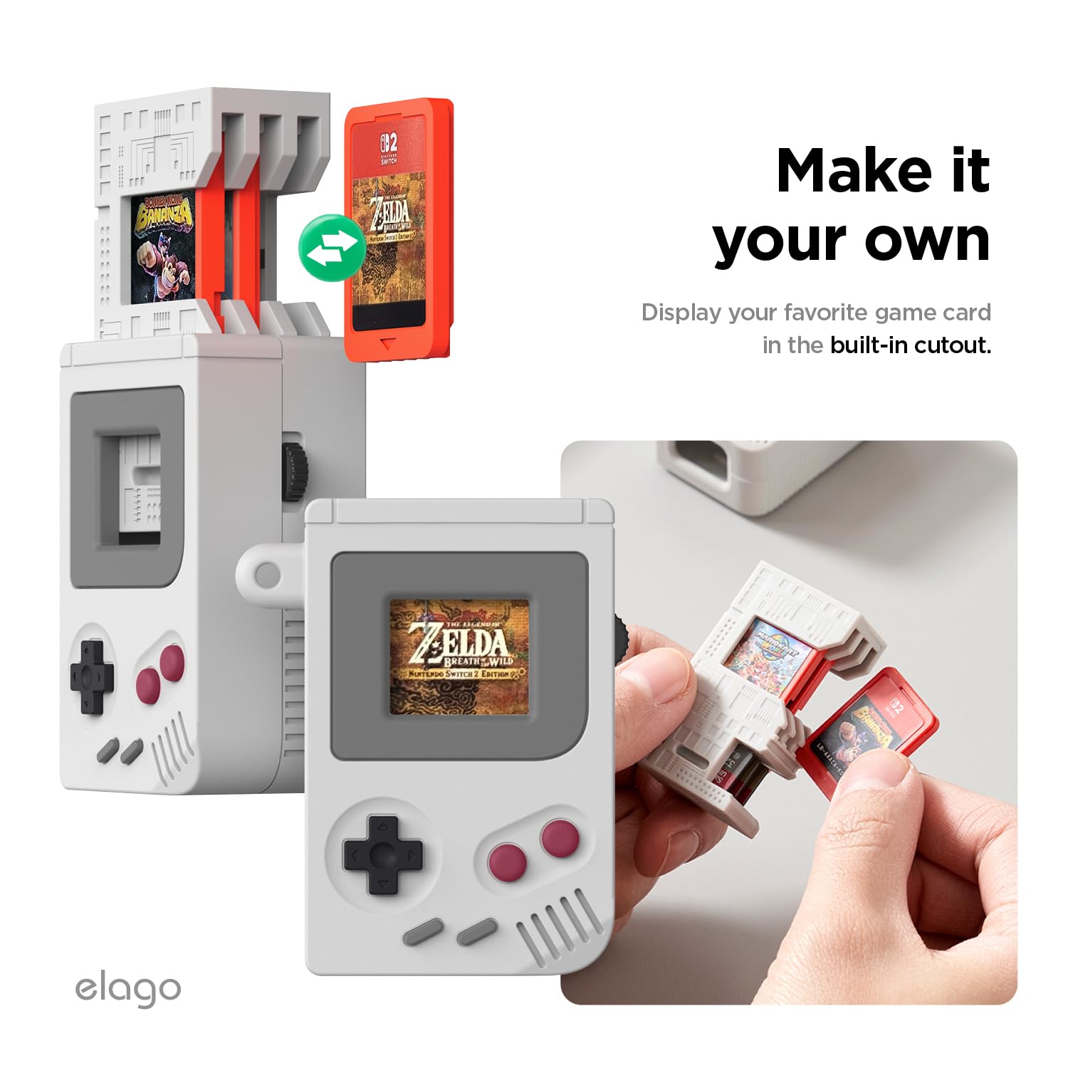 elago Etui do gier Switch kompatybilne z grami Nintendo Switch 2/OLED/LITE i kartami Micro SD, etui na karty do gier Switch 2 z 5 przegródkami na karty do gier (NW5)