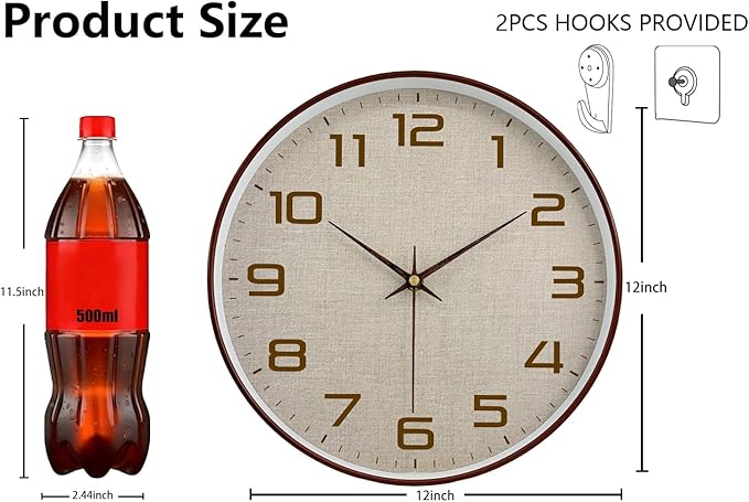 Reloj de Pared Mabpedo 12 Pulgadas Analógico Silencioso Madera miniatura 2