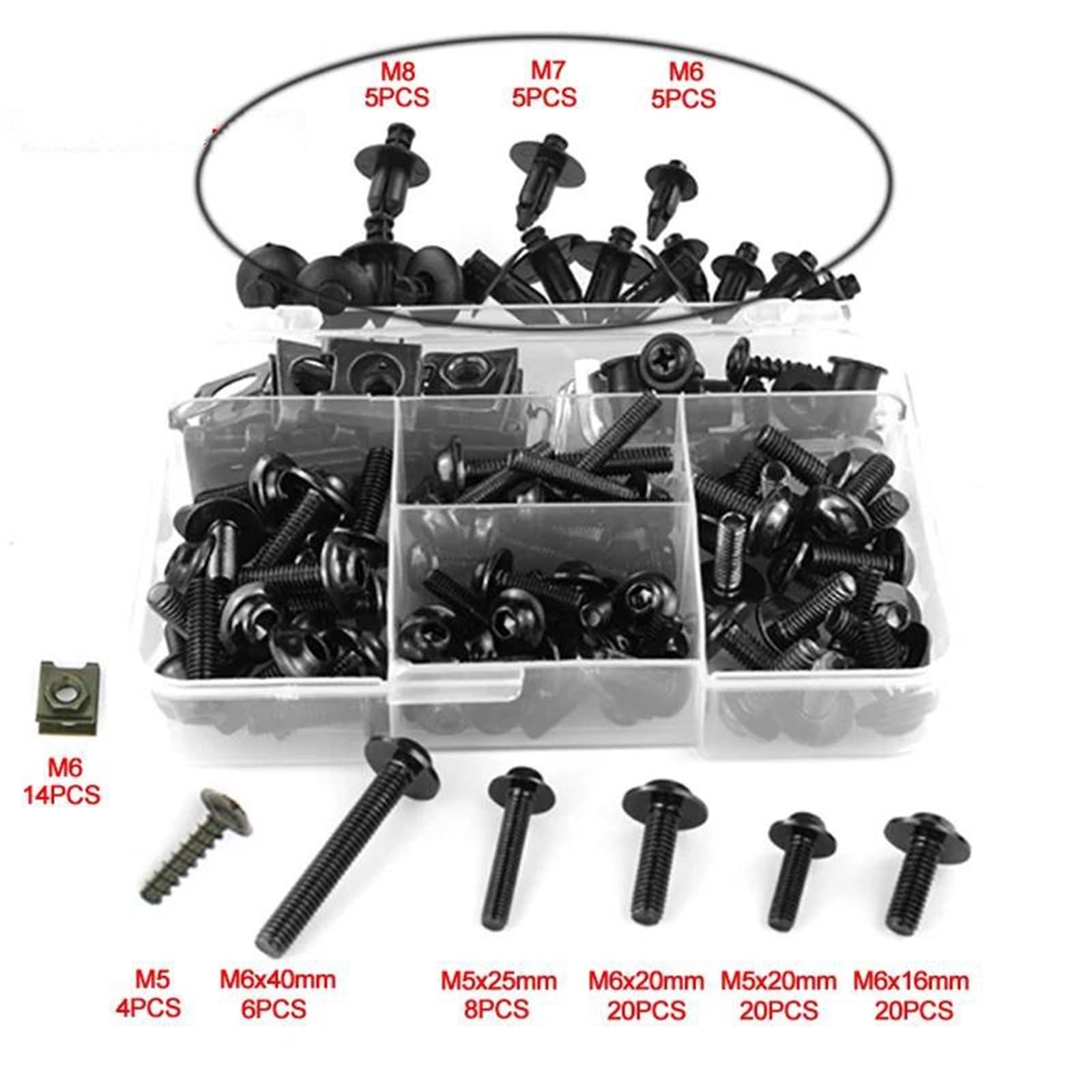 Schraubensatz Verkleidungsschrauben-Set Für Motorräder Befestigungsklammern, Schrauben & Muttern Für Ducati Für Monster 695 696 796 797 821 1200 1200S 1200R Motorrad Schrauben(Schwarz)