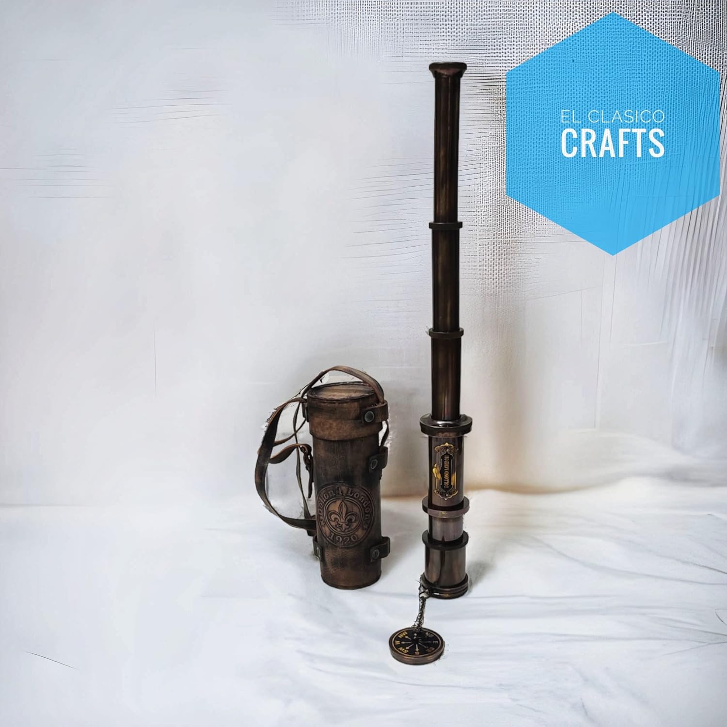 Antique Style Brass Black Telescope with Leather Box Marine Telescope Nautical Spyglass Gift by El Clasico Crafts