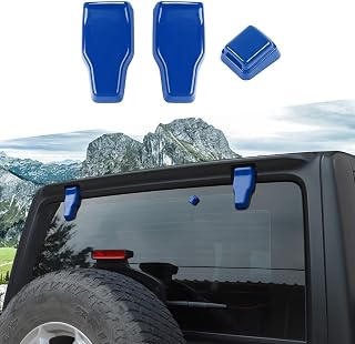 RT-TCZ Tail Door Window Hinge Trim Cover & Rear Rain Wiper Nozzle Decoration Kits Exterior Accessories for 2018-2022 Jeep Wrangler JL JLU,Blue