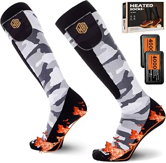 Fast Winter heating socks, rechargeable warm socks, relieve arthritis and freezing, used for skiing, outdoor, winter... Light blue, Large