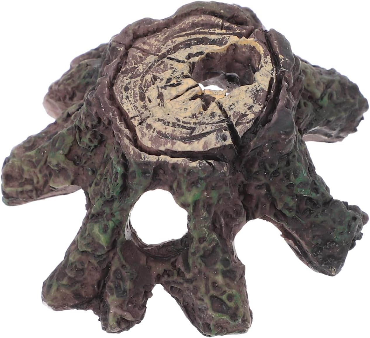 Fish Tank Tree Root Decoration Mossy Cave Hide Reptile Cave Resin Hollow Tree Trunk Aquarium Accessories Turtle Tank Cork Bark Flat Aquarium Castle