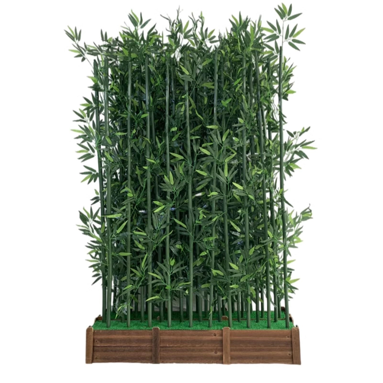 Artificial Bamboo Privacy Fence Divider 1.8m Tall Indoor Outdoor Greenery Wall Screen with Wood Base Faux Bamboo Tree for Patio Decor 47.2x59in
