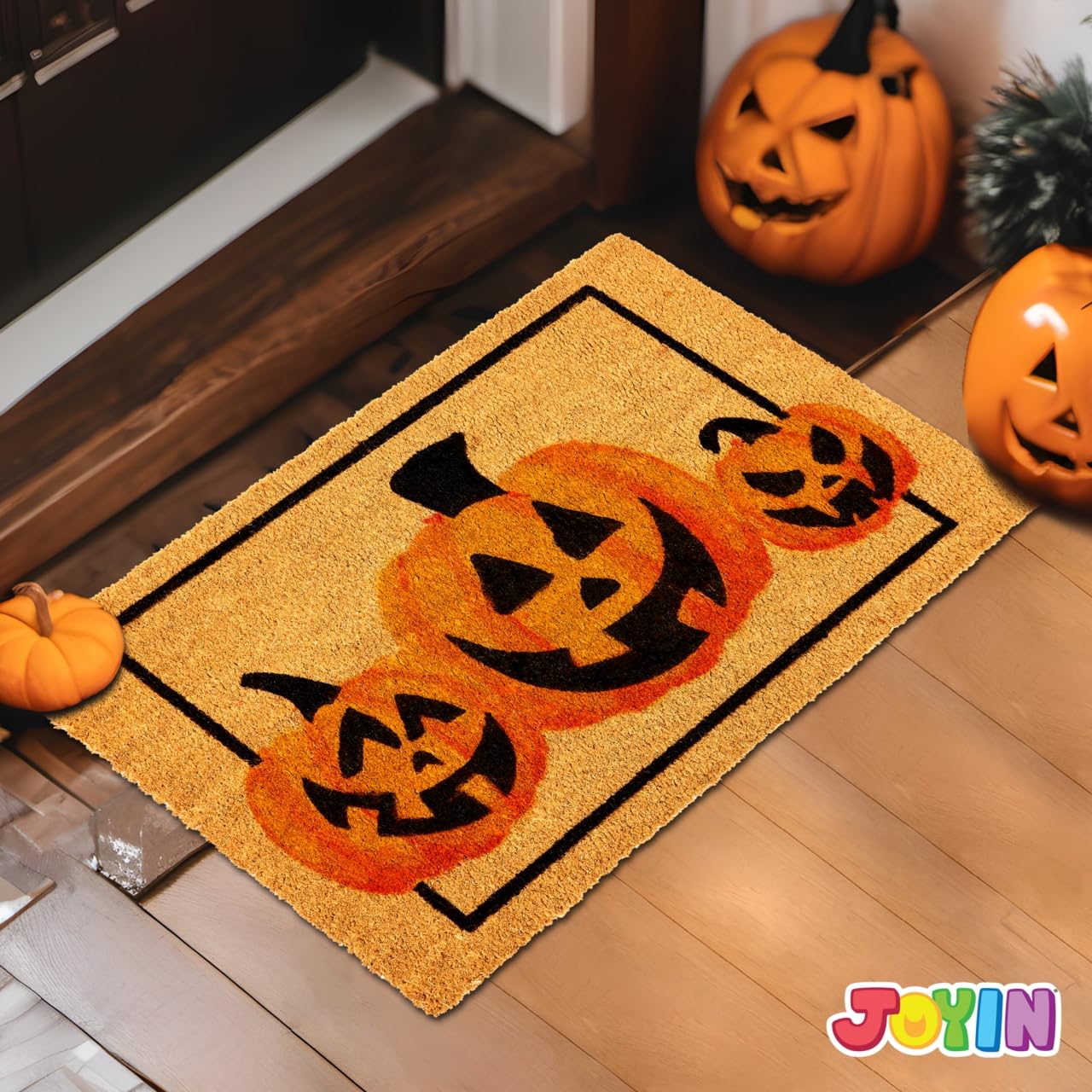JOYIN Halloween Pumpkin Doormat - Spooky Front Door Decor -2