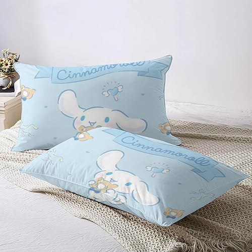 Miniatura 4 de RIDD Cinnamoroll - Juego de ropa de cama para niñas, súper suave, tamaño matrimonial, bonito edredón estampado familiar de cachorros para niños y