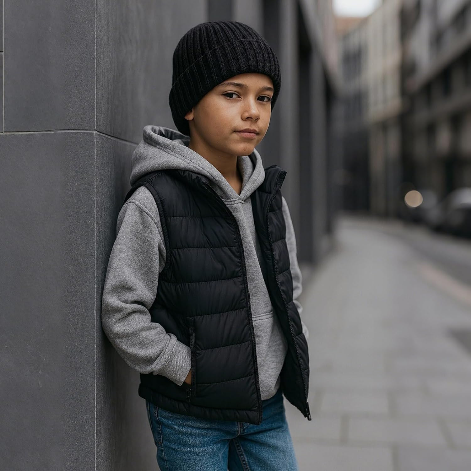 ACTLATI Kids Merino Wool Beanie Hat Winter Boys Girls Ribbed Knit Beanies Caps Unisex Cuffed Skull Caps 7-14 Years - Image 5