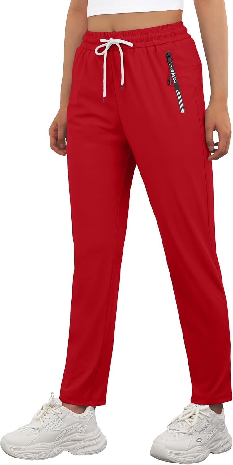 IWOLLENCE Women's Active Stretch Pants Quick Dry Breathable Athletic Comfy Fit Hiking Pant with Zipper Pockets