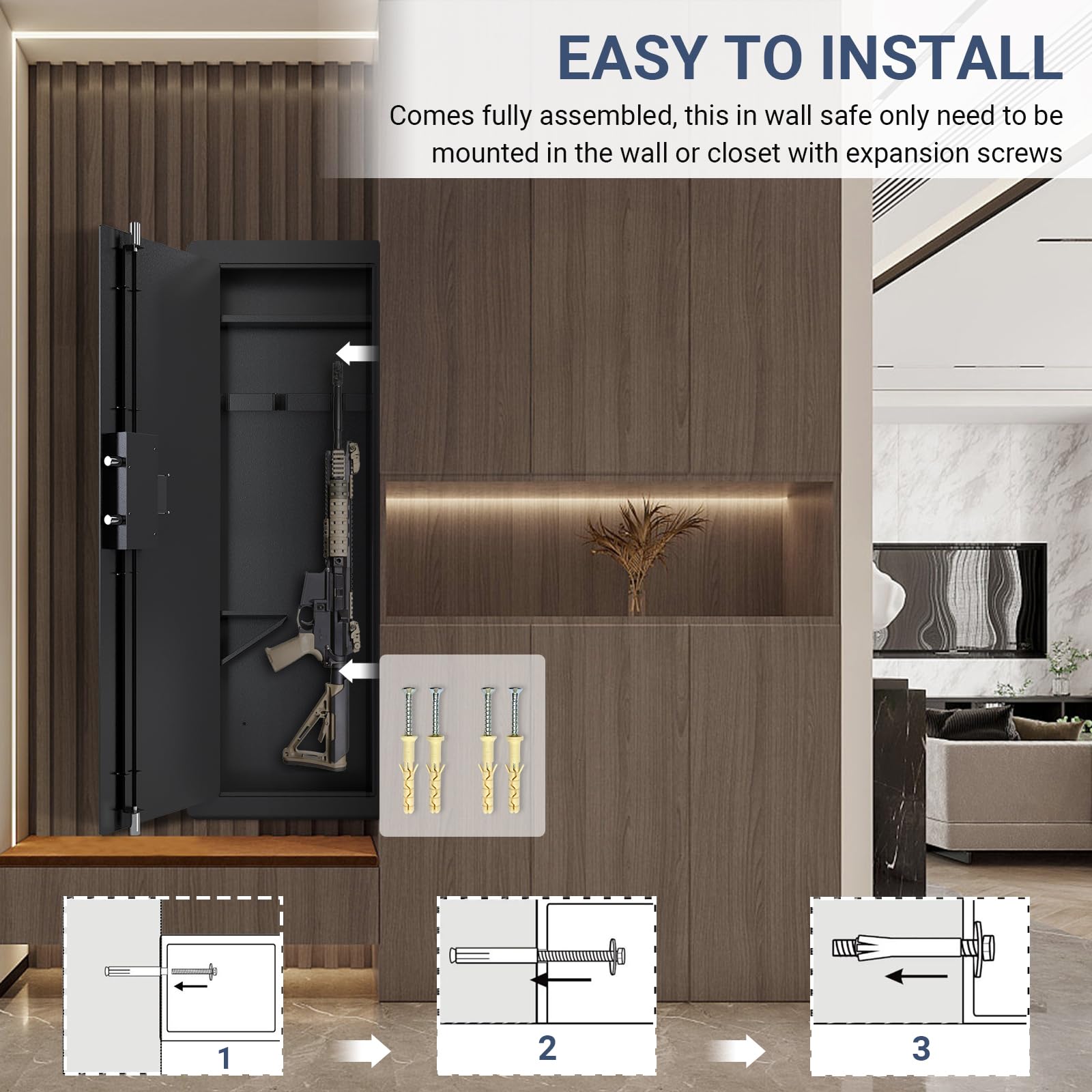 Zevemomo 45'' Tall Wall Safe, Gun for Rifles and Shotguns with