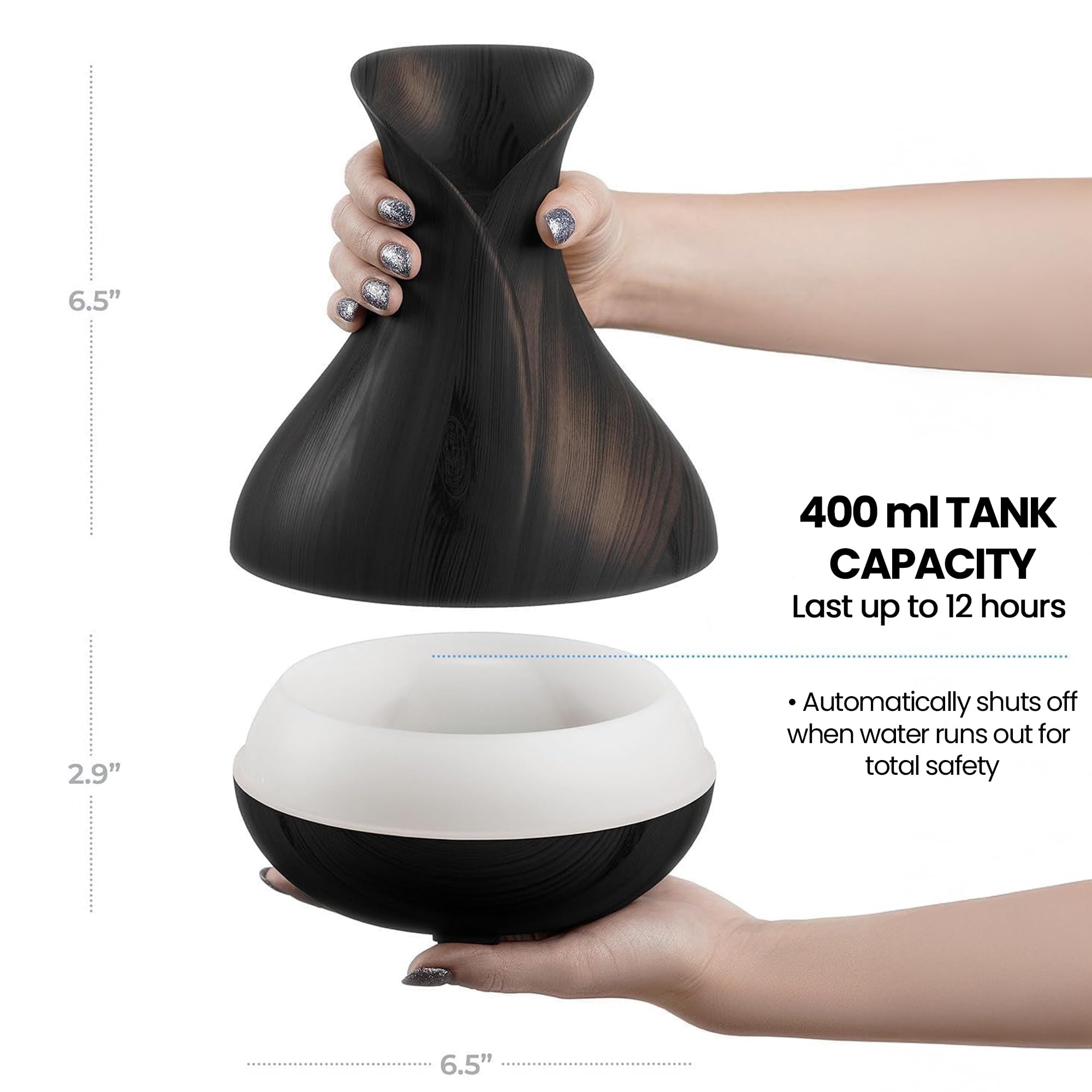 Sierra Modern Home Smart WiFi Humidifier - Aromatherapy Essential Oil Diffusers with App Control & Voice Control - Works with Alexa & Google Home - 400ml Ultrasonic Diffuser & Humidifier -: Dark Brown