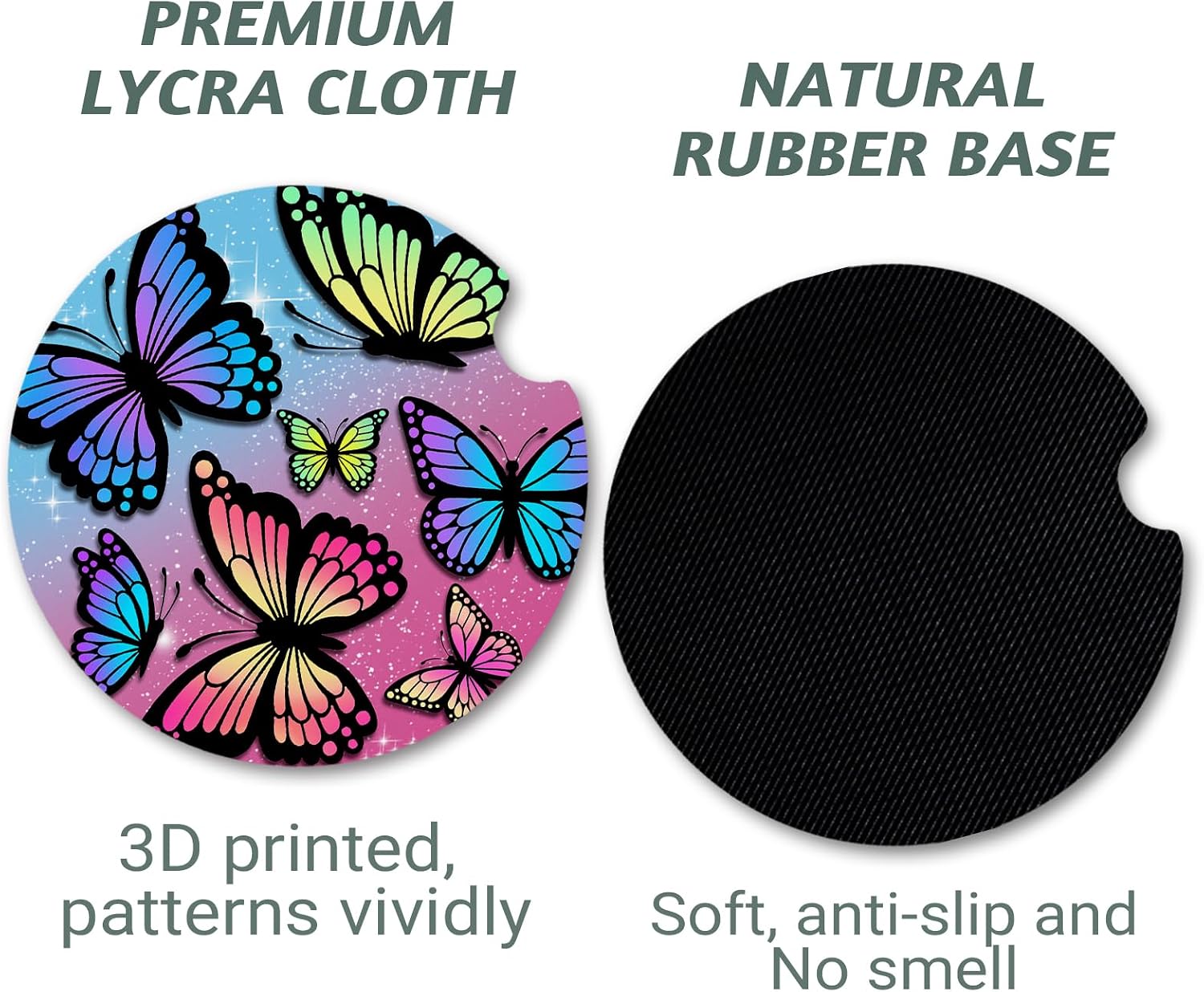 Yonlevres Car Coasters for Cup Holders, Butterfly, 2 Pack image 5