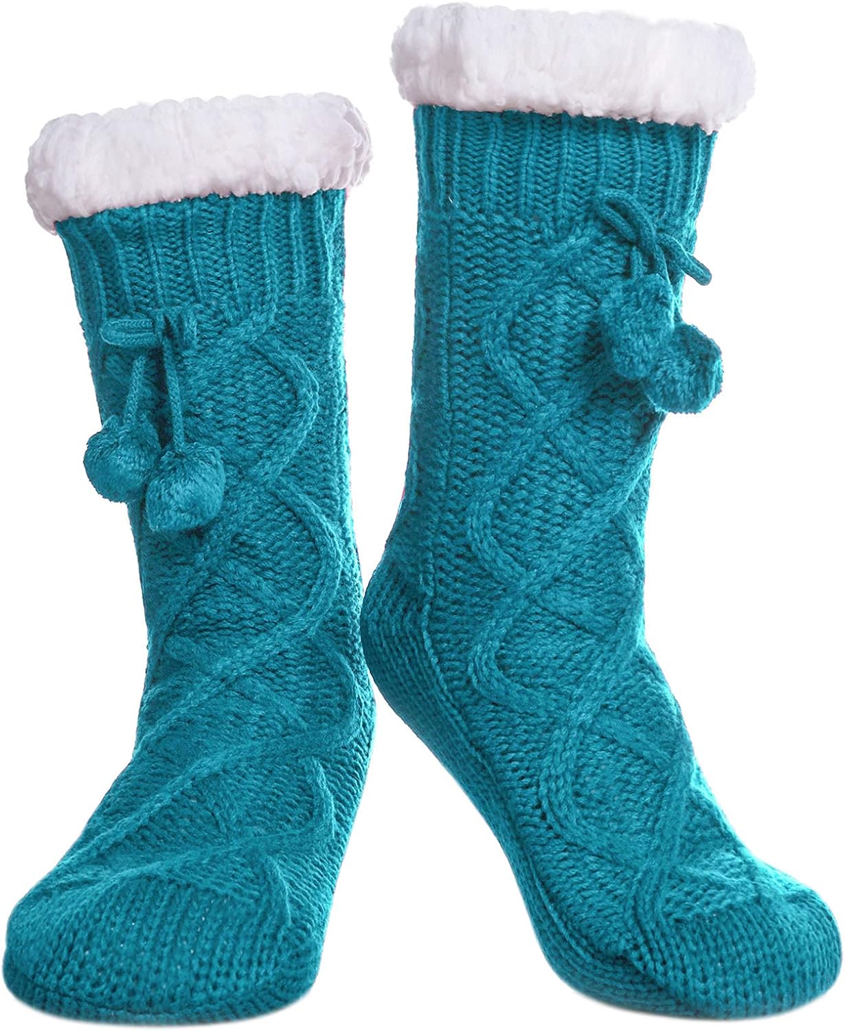 Yebing Womens Non Slip Slipper Socks Winter Warm Soft Cozy Fuzzy Fleece-lined Grippers Home Socks