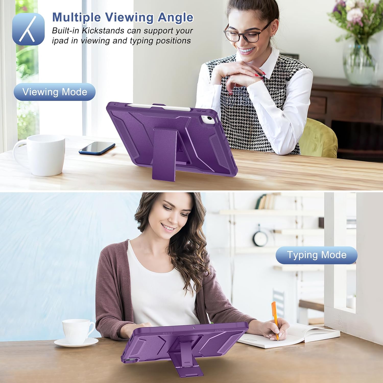 Soke Case for iPad Air 13-Inch M4 2026, M3 2025 & M2 2024,with Built-in Screen Protector and Kickstand, Rugged Full-Body Heavy Duty Protective Cover for Apple iPad Air 13 - Purple