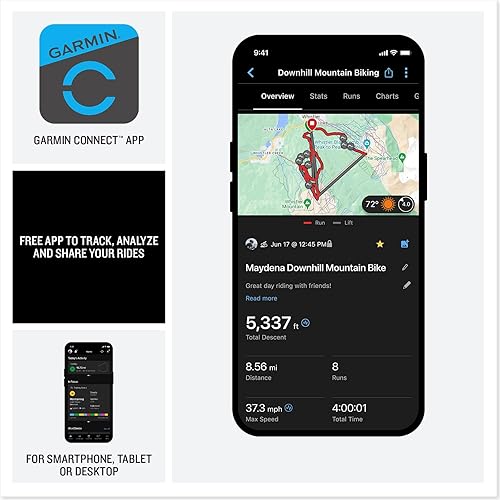 Miniatura 5 de Garmin Edge MTB, resistente ordenador GPS para bicicletas con mapas de senderos precargados a todo color y seguimiento avanzado del rendimiento para