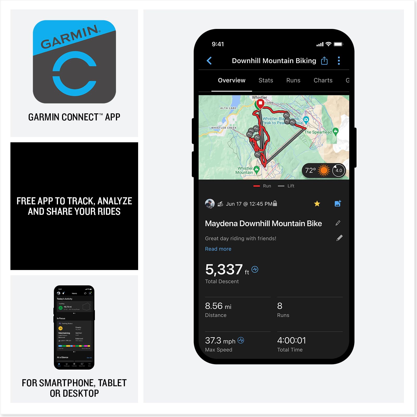Garmin® Edge® MTB, robusto computer GPS per bicicletta con mappe dei sentieri precaricate a colori e tracciamento avanzato delle prestazioni per mountain bike