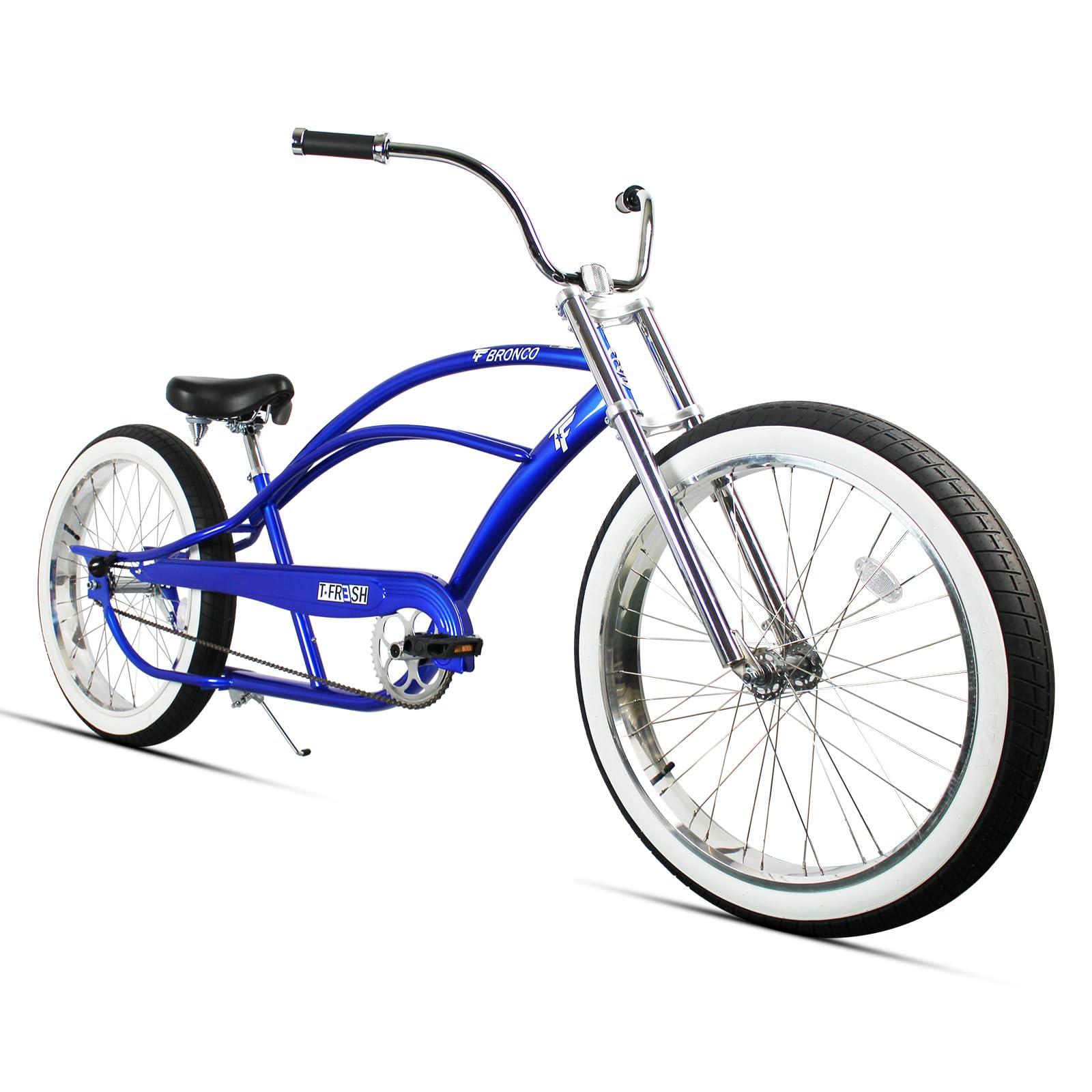 MICARGI Bronco 3.0 Mens Cruiser Bicycles 26/29 inch Long Beach Cruiser Bike with Coaster Brakes Front/Rear White Wall Tires/Black Ties