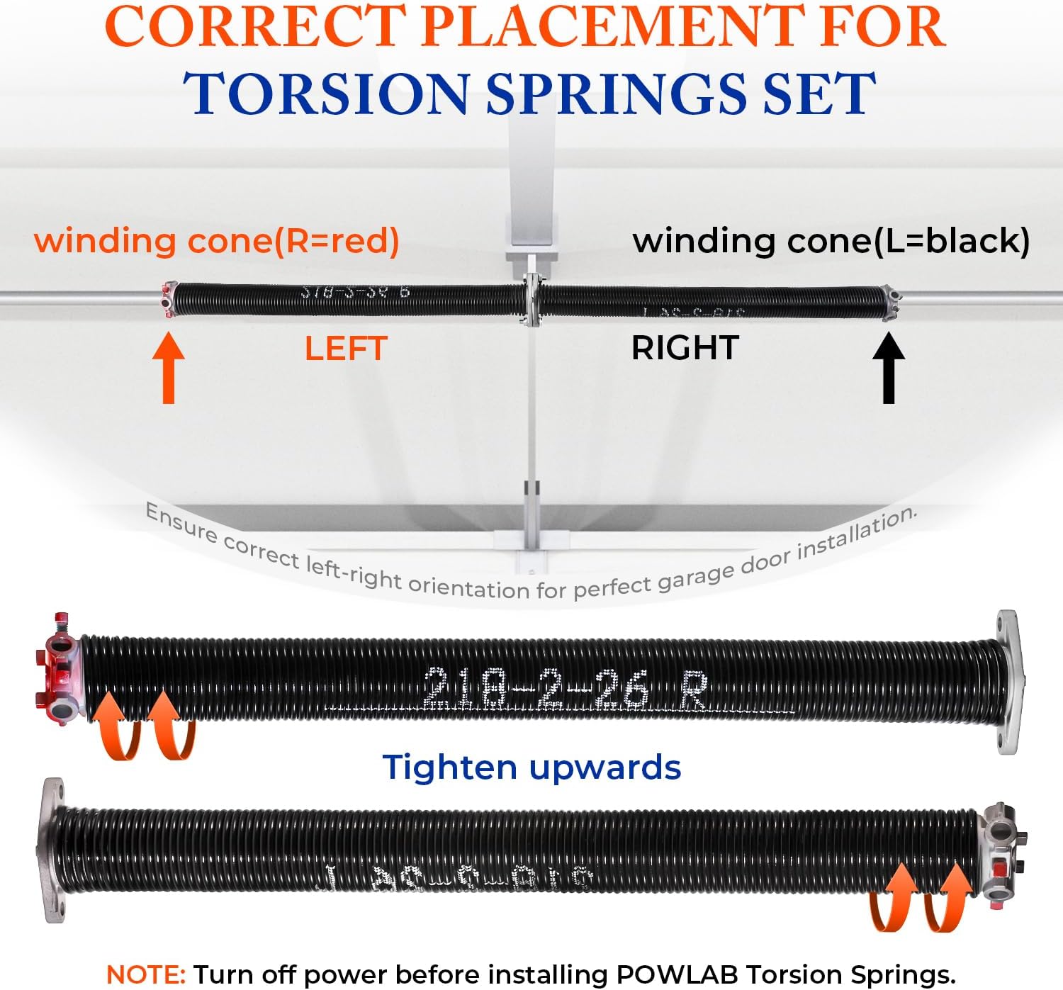 Pair of 2" Garage Door Torsion Springs with Non-Slip Winding Bars & Gloves, Heavy-Duty Replacement, 18,000 Cycles, High Precision Electrophoresis Black Coated