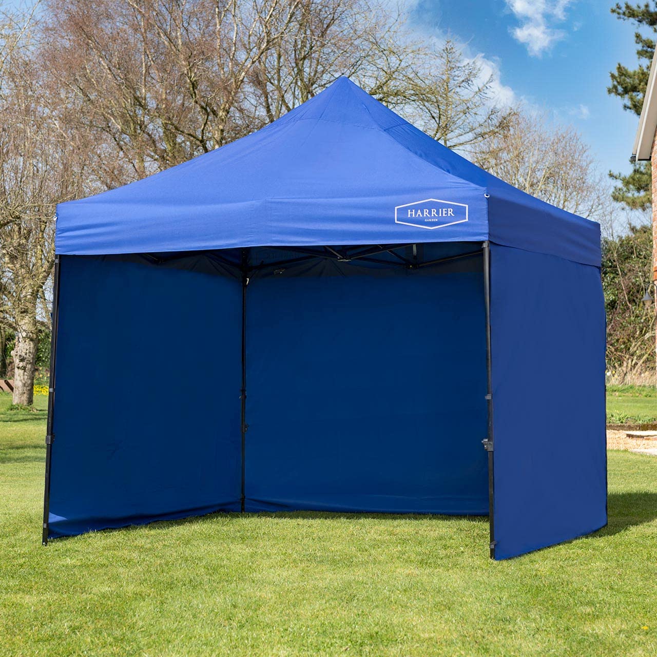 HARRIER Replacement Gazebo Side Panels | Shower-Resistant & UV-Protected Polyester - Window or Door Styles with Optional Zips [3x3m or 3x6m] - Panels Only (Blue 3m x 3m, Side Panel (with Zip))