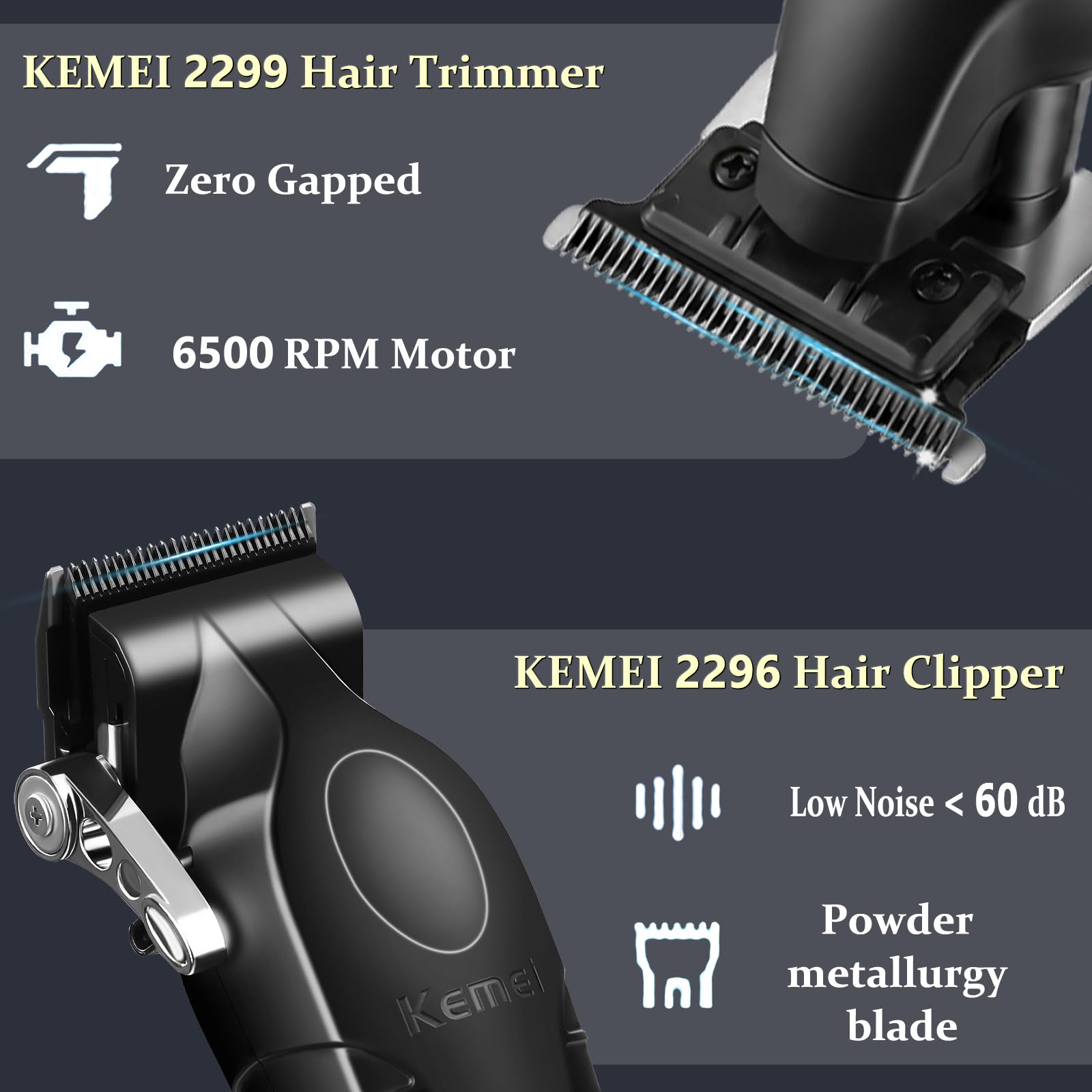 KEMEI Recortadora de Pelo/Barba, Juego de Afeitadora Eléctrica para Hombres | Afeitadora eléctrica con cabezas de afeitar de repuesto,set profesional de cortadora para el cuidado diario de los hombres