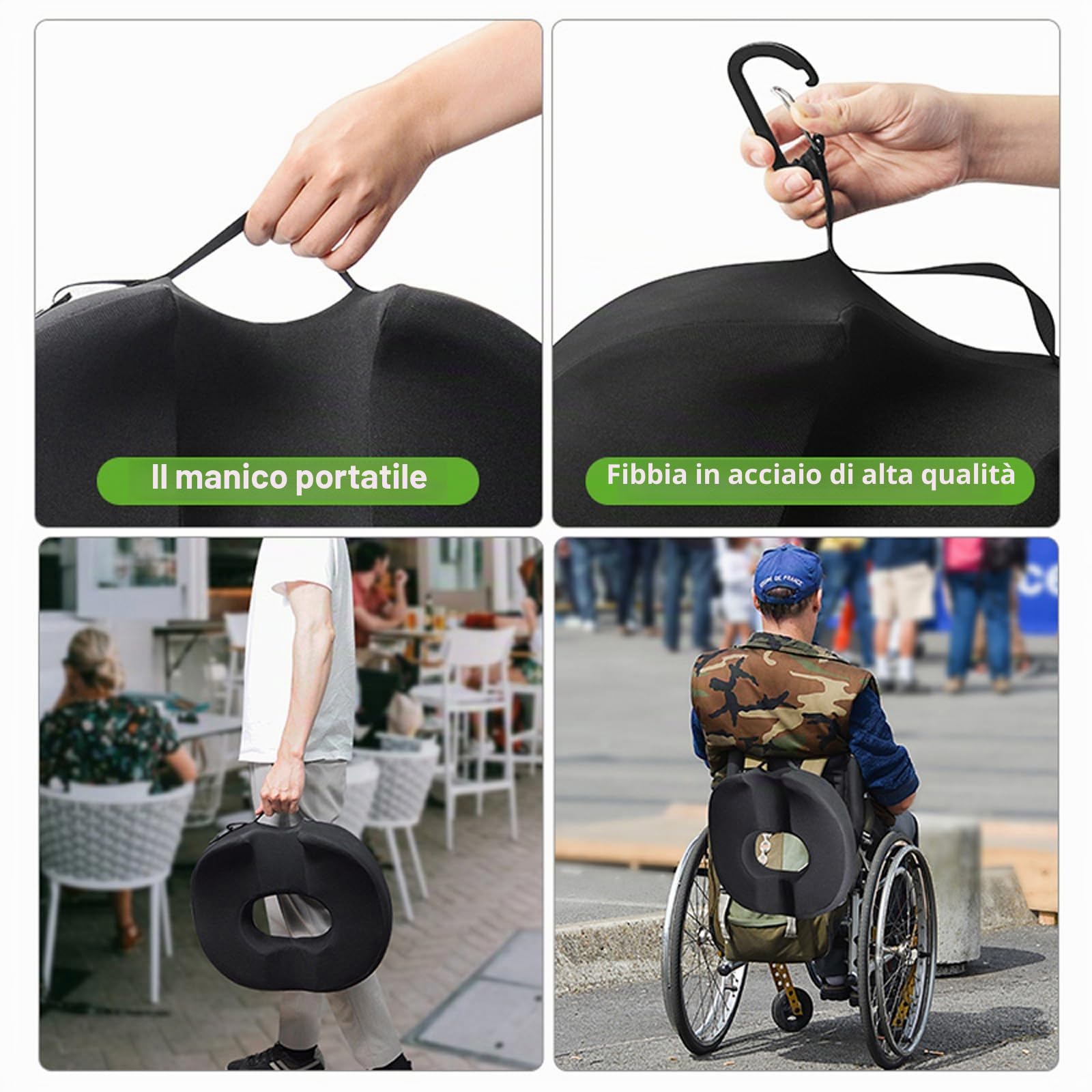 Cuscino a ciambella Cuscino per sedile per prostata, sciatica, pavimento pelvico, piaghe da decubito, gravidanza, recupero post-partum dolore sollievo dalla pressione cuscino per sedia in memory foam