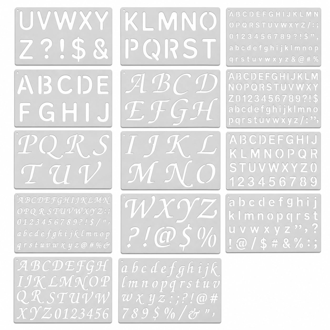 Muiltvoe 15PCS Letter Stencils for Painting, Reusable Alphabet and Number Stencils for Crafts, Plastic Calligraphy Stencil Templates Set for Journal, Scrapbook, Wood and Cake Decorating