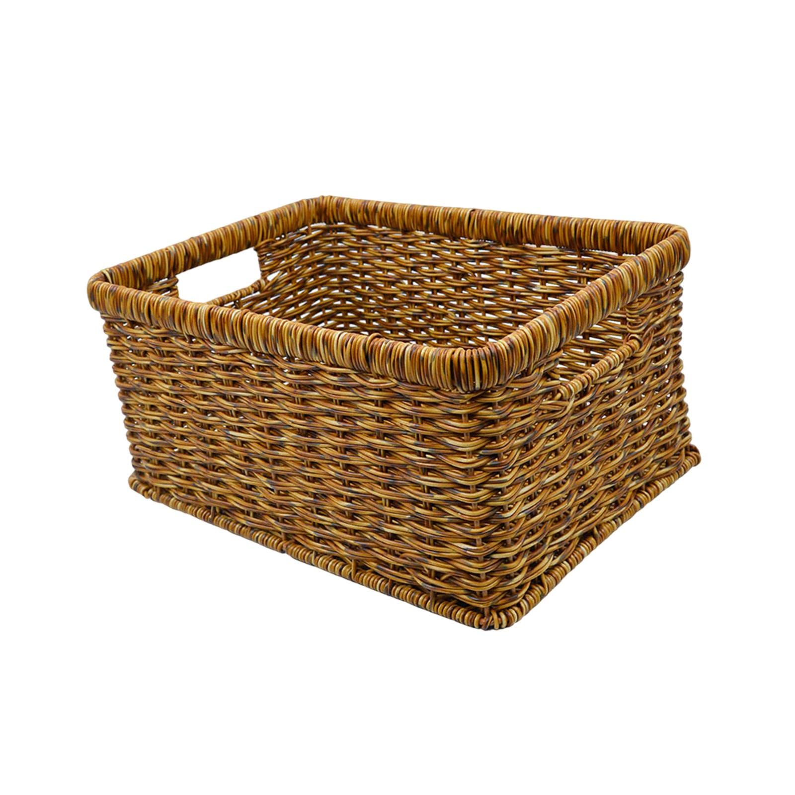 Hlhlh Dark 34X24x14cm Rattan Basket Multipurpose Woven Storage Bread Sundries For Toy Countertop(Dark 34X24x14cm)