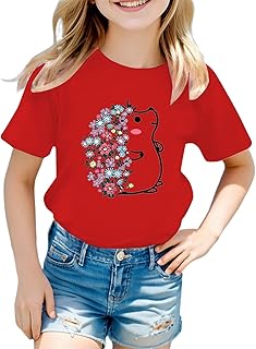 Tops de verano para niñas de 5 a 12 años, camiseta de manga corta con torsión frontal de torsión, linda manga voladora, blusa de verano para niñas, túnica