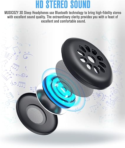 Miniatura 4 de MUSICOZY Auriculares para dormir con diadema Bluetooth y kit de módulo Bluetooth 5.2 con altavoces y cable de carga