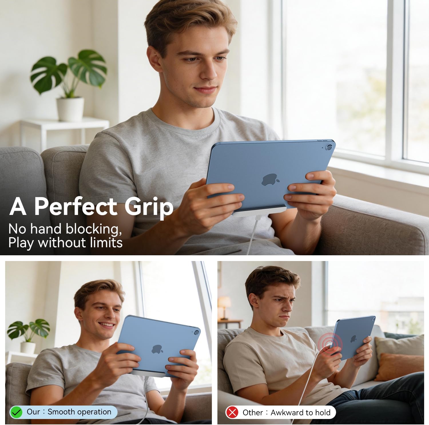 Magnetic Wireless Charger for iPad 10th Gen, 27W Fast Charging Smart Connector Charger, Aluminum Alloy Wireless Charging Pad with 6.56ft USB-C Cord Cable