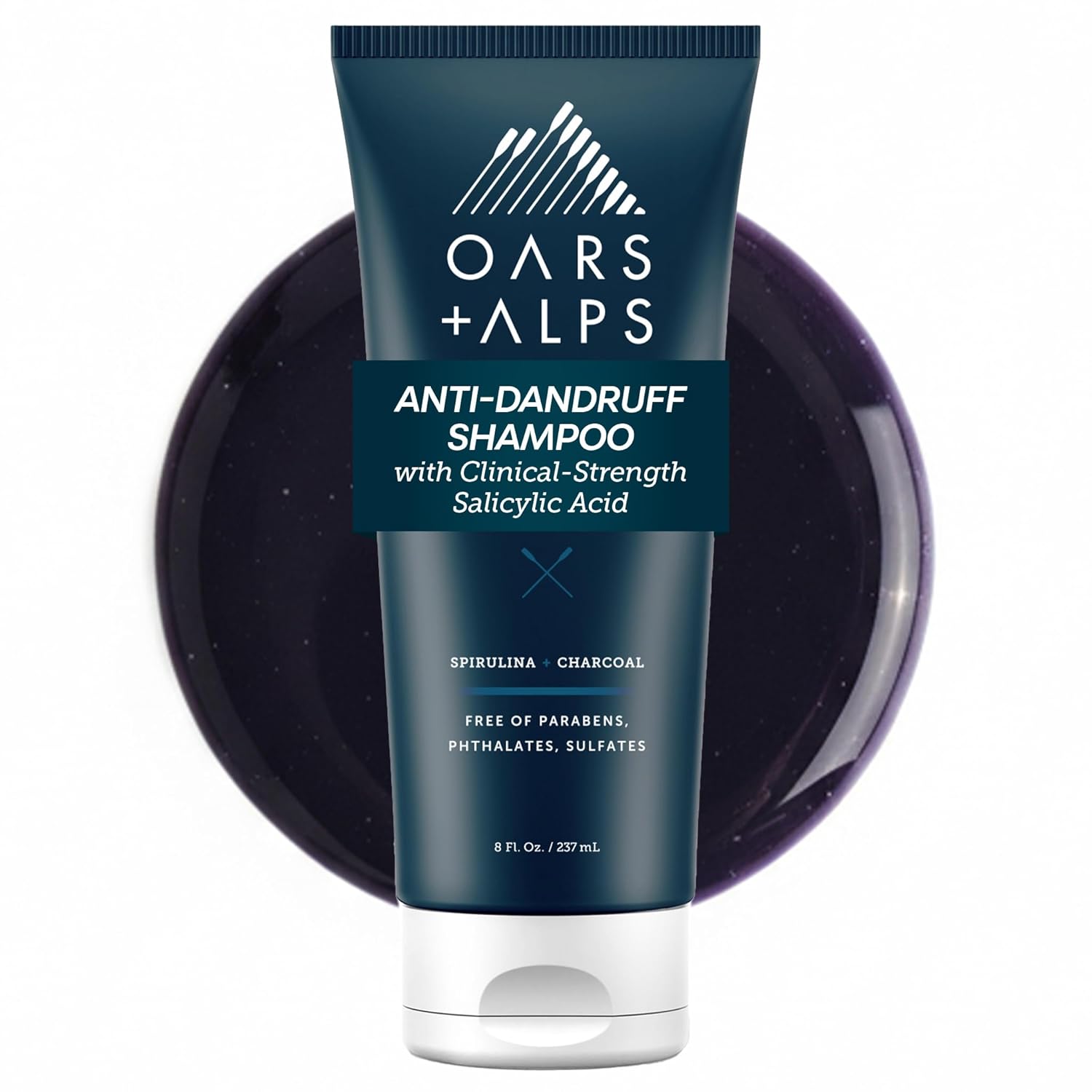 Oars + Alps Anti-Dandruff Shampoo with 2% Salicylic Acid, Made with Spirulina, Charcoal, + Green Algae Extract, 8 Fl Oz
