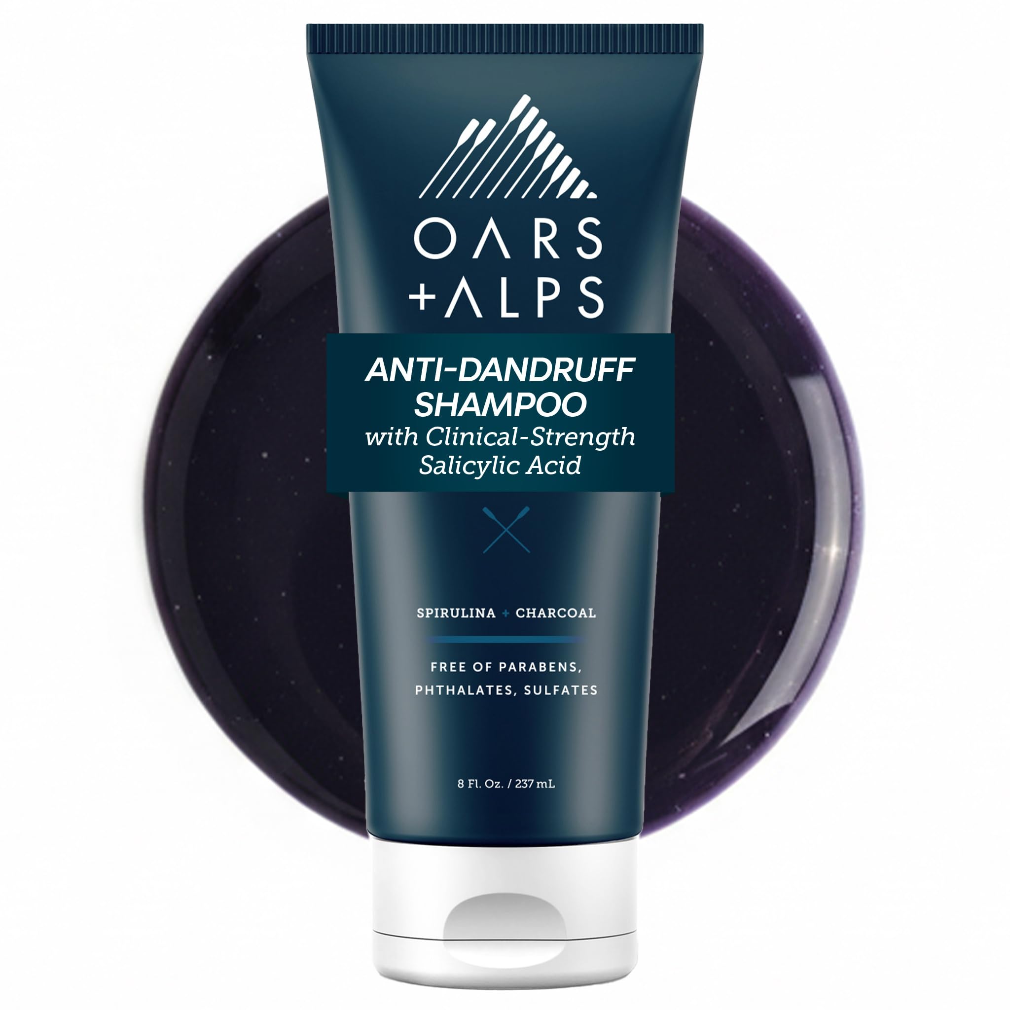 Oars + Alps Anti-Dandruff Shampoo with 2% Salicylic Acid, Made with Spirulina, Charcoal, + Green Algae Extract, 8 Fl Oz