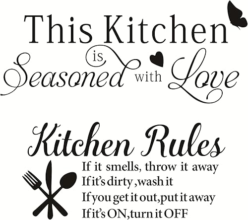 Miniatura 1 de 2 hojas de calcomanías de pared para cocina, reglas de cocina, de vinilo, cita de pared para cocina, comedor, cocina, comedor, hornear, restaurante,