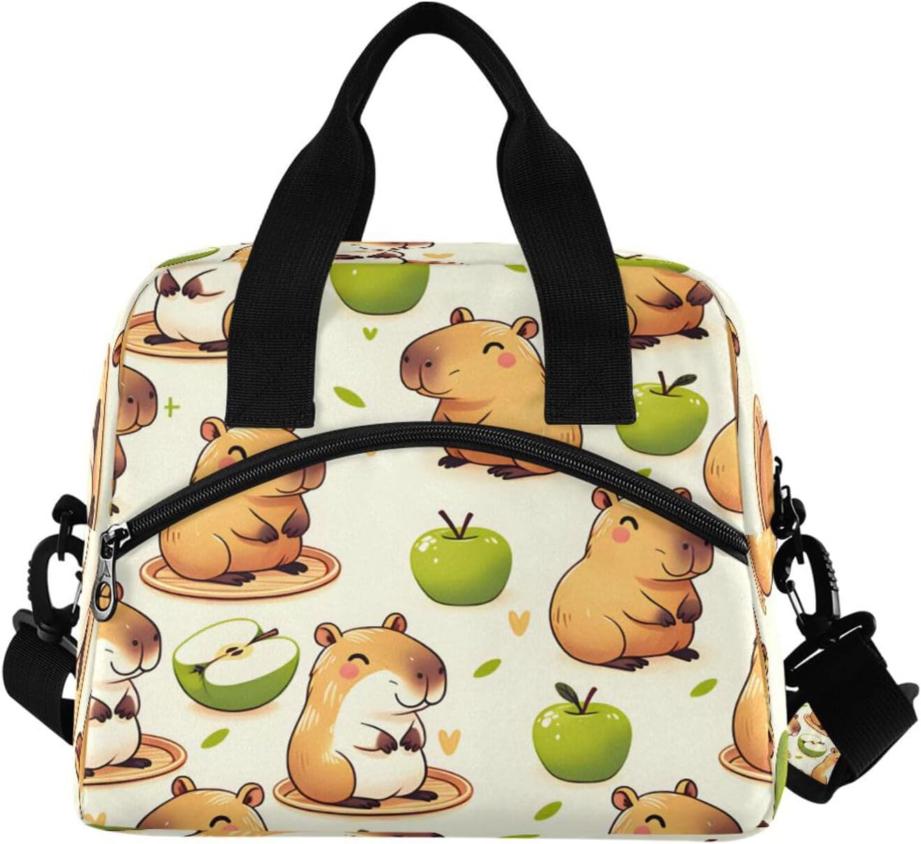 ALAZA Cute Capybara and Green Fruits Lunch Box for Men Women Adults Insulated Lunch Bag Cooler Bag with Adjustable Shoulder Strap for Work Picnic Travel