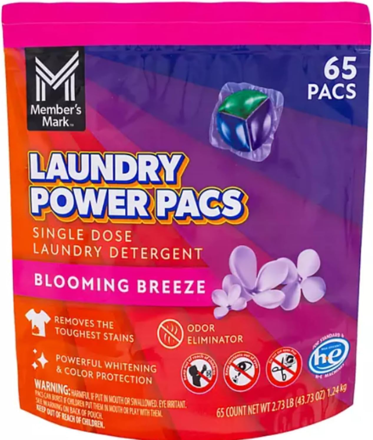 Members Mark Laundry Power Pacs, Blooming Breeze, 130 ct.