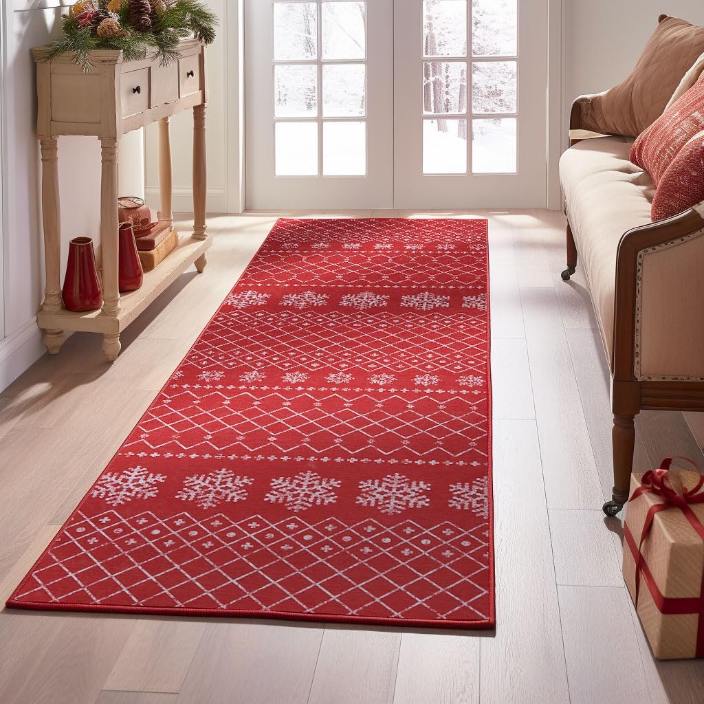 COLLACT Christmas Runner Rug 2x5 Hallway Rug Christmas