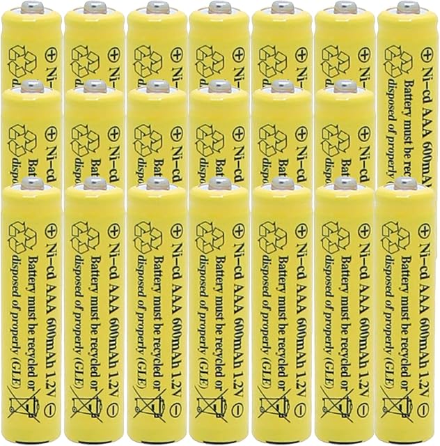 NiCd AAA 1.2V 600mAh Triple A Rechargeable Batteries for Outdoor Solar Lights Solar Lamp Garden Light (20-Pack)
