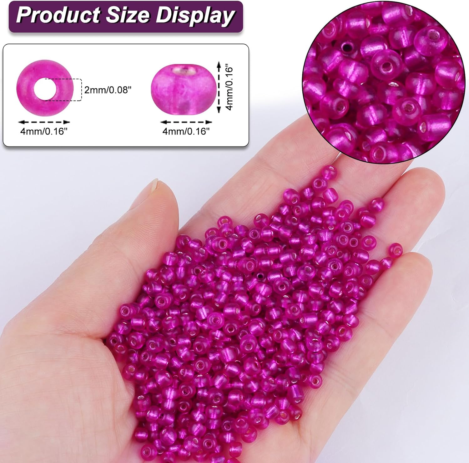 2100 Pcs Size 6/0 Glass Seed Beads, 4 mm Rose Red Small Mini Spacer Loose Pony Beads for Jewelry Making and DIY Crafts - Image 2