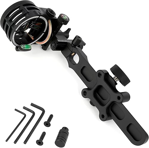 Vista de arco compuesto de 5 pines, universal izquierda/derecha, lente 4X 6X 8X, barra corta/larga, vista de arco ajustable de fibra de 0.019