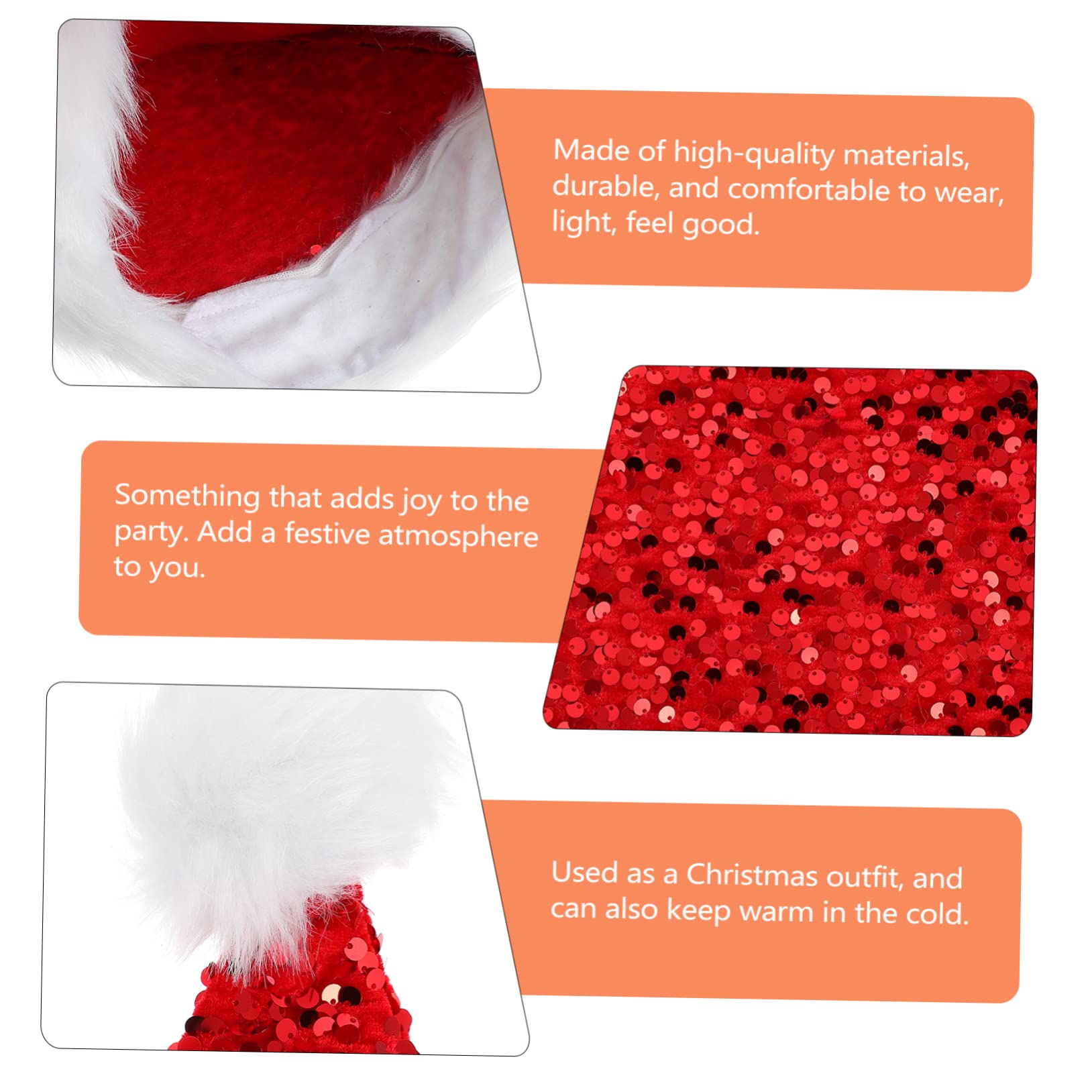 ABOOFAN 3stücke Weihnachtlicher Plüsch Weihnachtsmann Hut Mit Pailletten Rote Nikolausmütze Für Erwachsene Für Festlichkeiten Und Partys Bequem Und Warm Als