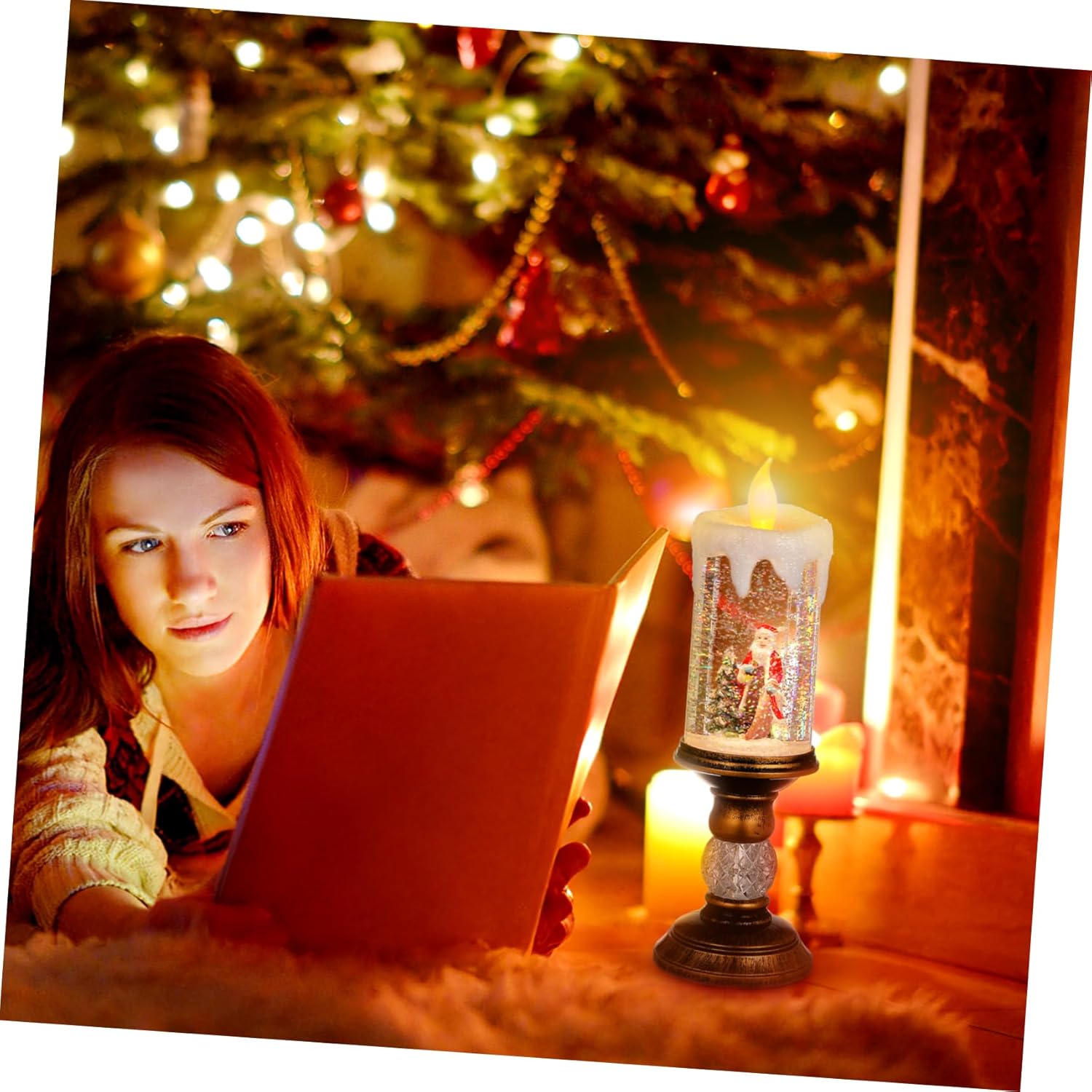 ABOOFAN Music Box Ornaments Candle Light Lamp Christmas Tree Decorations Led Night Light Decorative Night Lamp