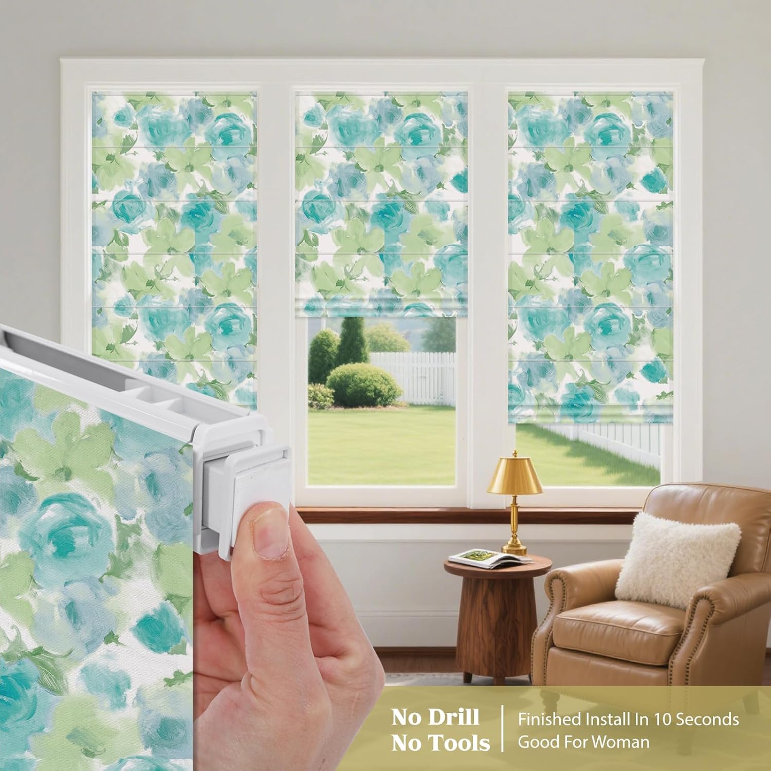 No Drill Roman Shades for Windows No Tools Roman Shades, UV Protection, Thermal Insulation Roman Blinds, Custom Size Blinds for Windows, Doors, French Doors,Color 11