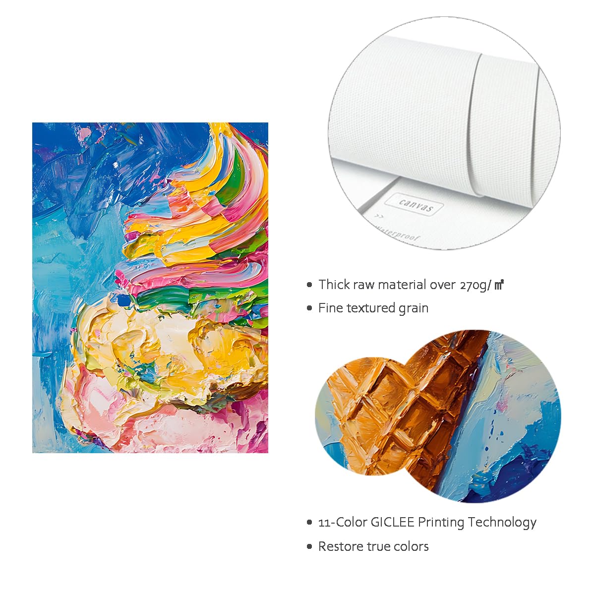 SHENGPOSTER kolorowe lody płótno sztuka ścienna obraz olejny styl plakaty i druki do kuchni lub dzieci pokój nastolatka fajny i zabawny wystrój ściany 80x112cm rama wewnętrzna