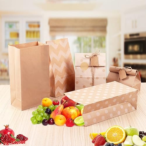 Miniatura 2 de 30 bolsas de papel de estraza para recuerdos de fiesta, bolsas de papel kraft para panadería, dulces, postres, bolsas de papel kraft para