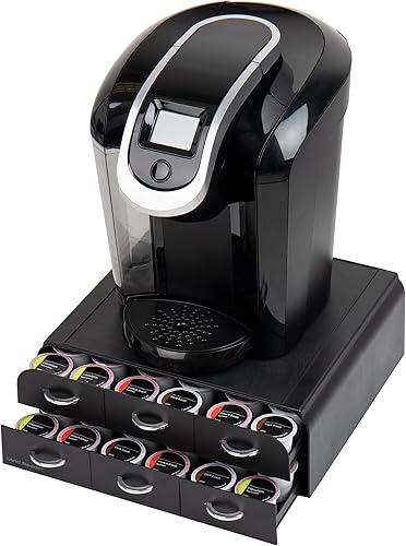 Vista 19 de Mind Reader Organizador 'Anchor' de triple cajón para cápsulas Dolce Gusto, CBTL, soporte para cápsulas de café de una sola porción Rojo -,Negro