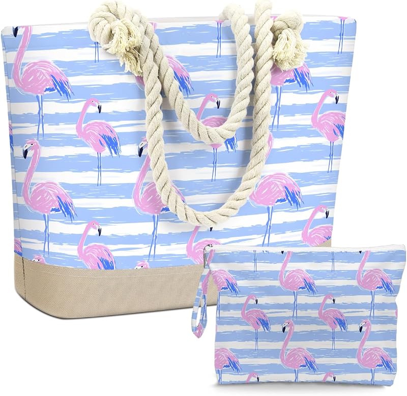 BELLOWDEER Bolsa de praia com nécessaire impermeável para cosméticos