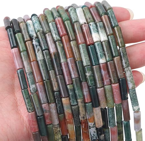 Miniatura 6 de Granos de tubo de ágata india natural, cilindro, 0.157 x 0.512 in, 15.0 in, cuentas de piedra para la fabricación de joyas