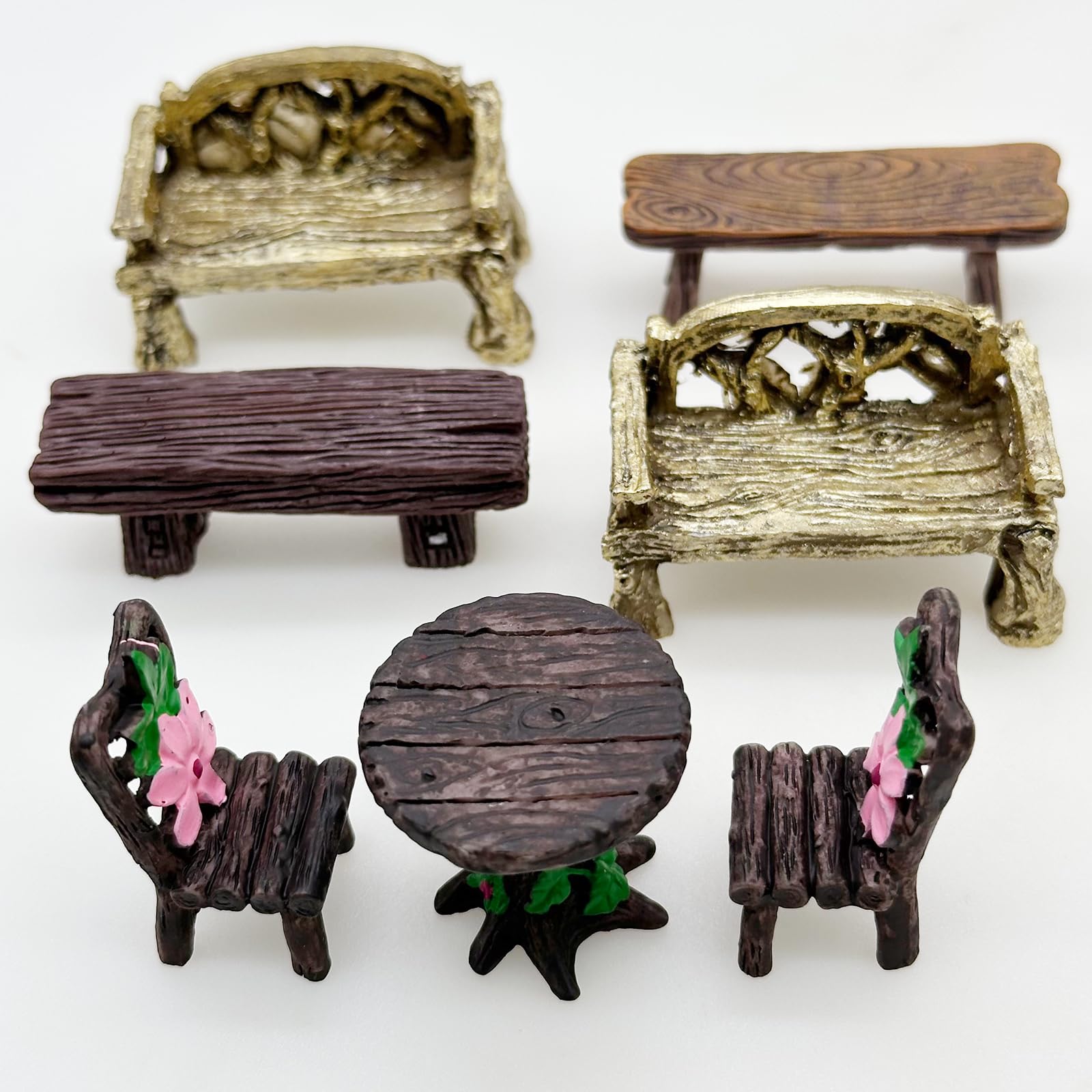 Cayway 17 Pz Giardino in Miniatura Decorazioni, Set di Tavoli e Sedie da Giardino in Miniatura, Accessori per Giardino Fatato, Accessori Giardino Miniatura Set per Giardino Delle Fate in Miniatura