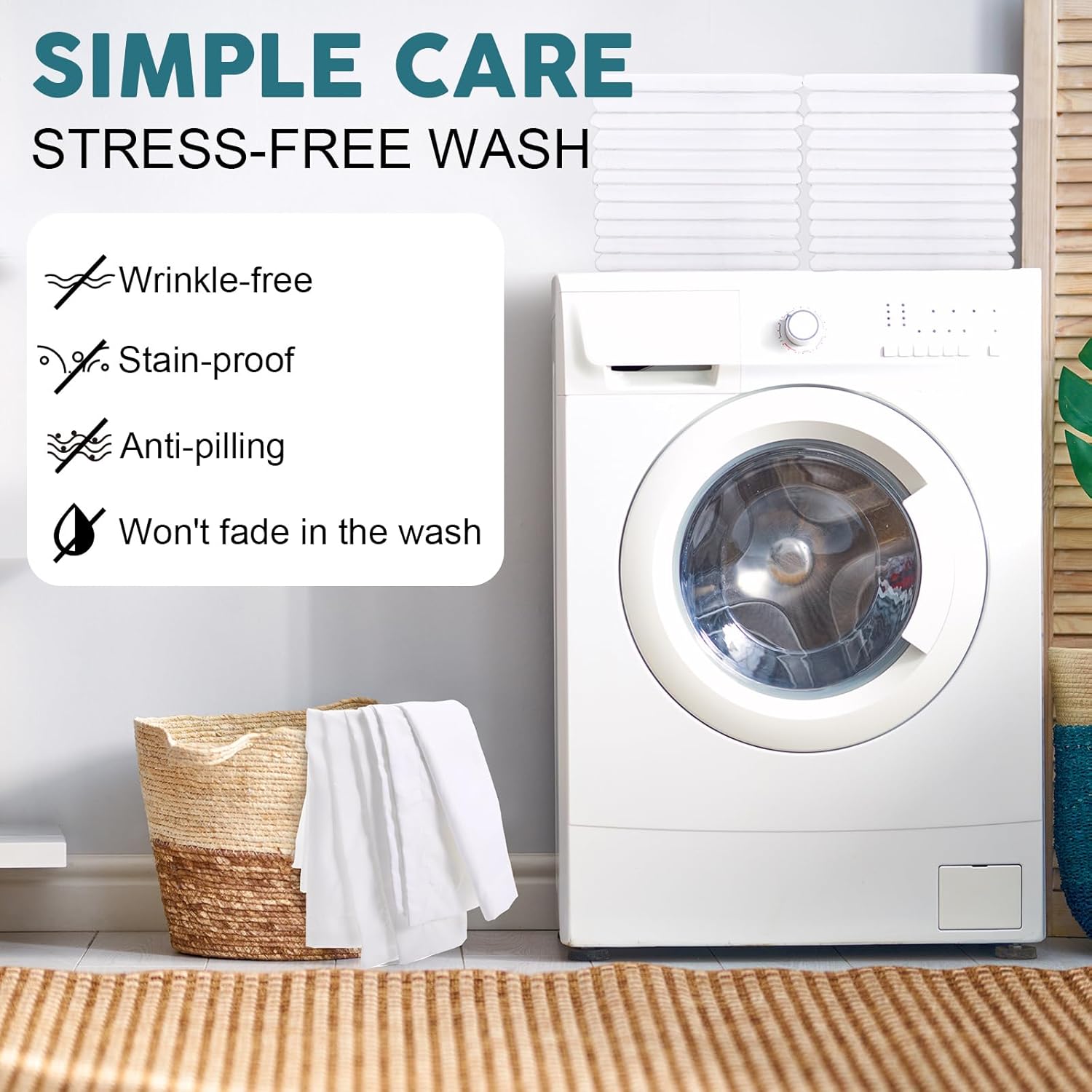 Shimeyao 48 Pcs 20 x 26 Inch Zippered Pillow Protectors Bulk, Standard Size Bedding Pillow Cases, Soft Breathable Cotton Sateen Dust Protection Covers White Protectors for Home Hotel Rental